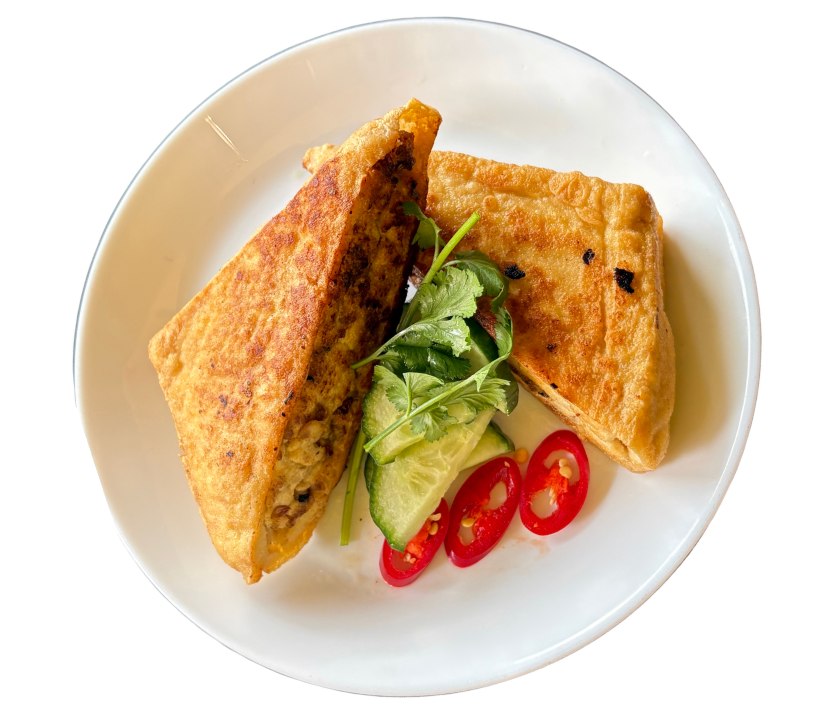 Cơm Đậu Hủ Nhồi Thịt Chiên (Fried Stuffed Tofu with Rice)