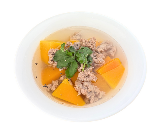 Cơm Canh Bí Đỏ Thịt Bằm (Rice with Pumpkin & Pork Mince Soup)