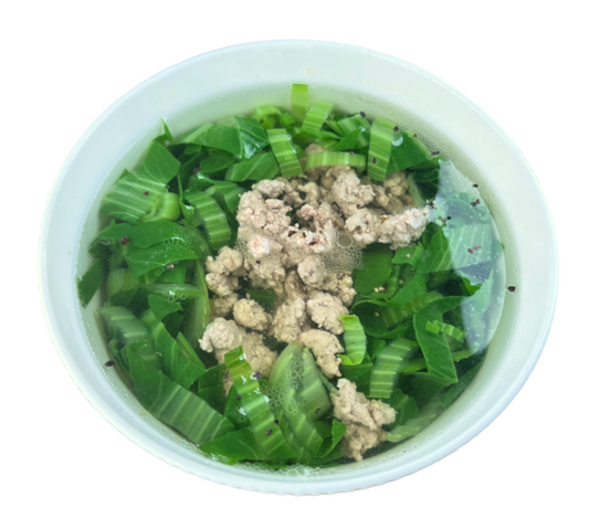 Cơm Canh Cải Thịt Bằm (Rice with Choy Sum & Pork Mince Soup)