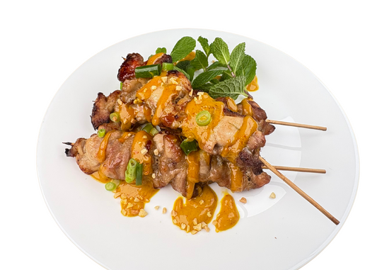 Cơm Gà Xiên Nướng sốt Sa Tế (Satay Chicken Skewers with Rice) - 2pcs