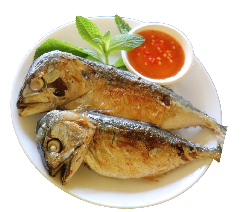 Cá Chiên Chấm Mắm Gừng (Fired Mackerel served with Savoury Ginger Sauce)